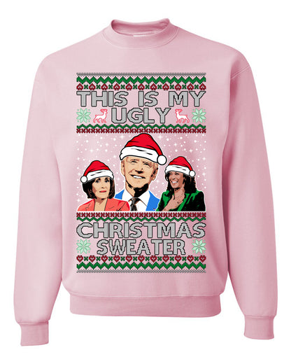 Men's Graphic Ugly Xmas Sweater, This is My Ugly Christmas Sweater, Anti Democrat Biden Kamala Pelosi, Wild Bobby  Ugly Christmas Sweater Unisex Crewneck Sweatshirt