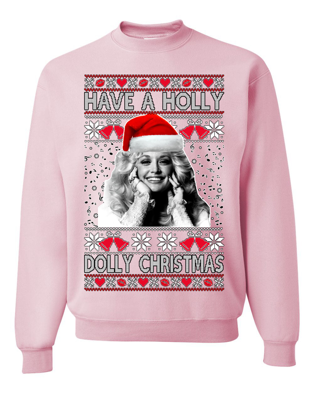 Unisex Ugly Xmas Crewneck  Sweater Sweatshirt, "Have a Holly Dolly Christmas", Shark & Hammer Ugly Christmas Sweater Unisex Crewneck Sweatshirt