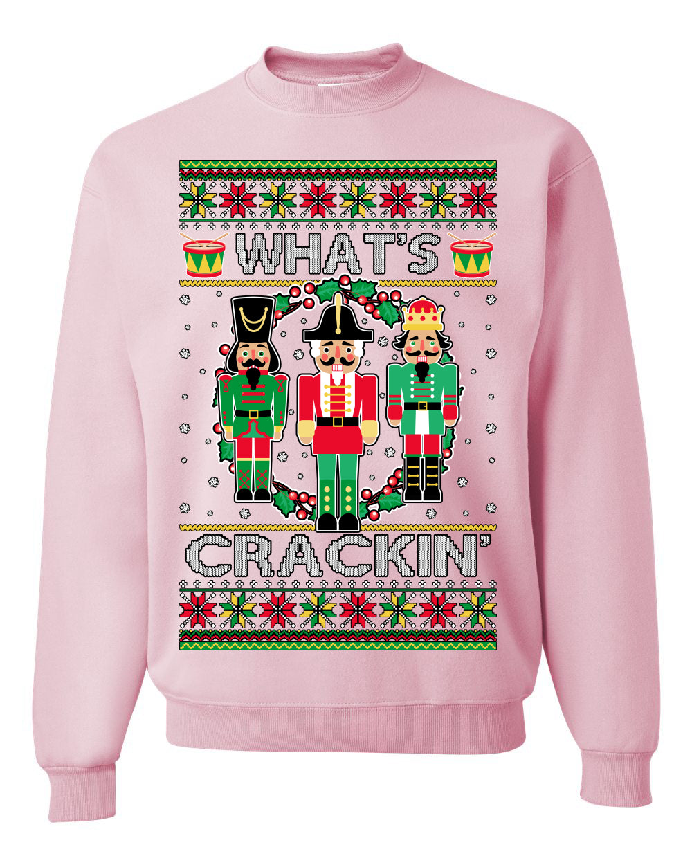 Funny Meme Ugly Xmas Holiday Sweater Graphic Crewneck Sweatshirt What's Crackin' Nutcracker Ugly Christmas Sweater Unisex Crewneck Sweatshirt