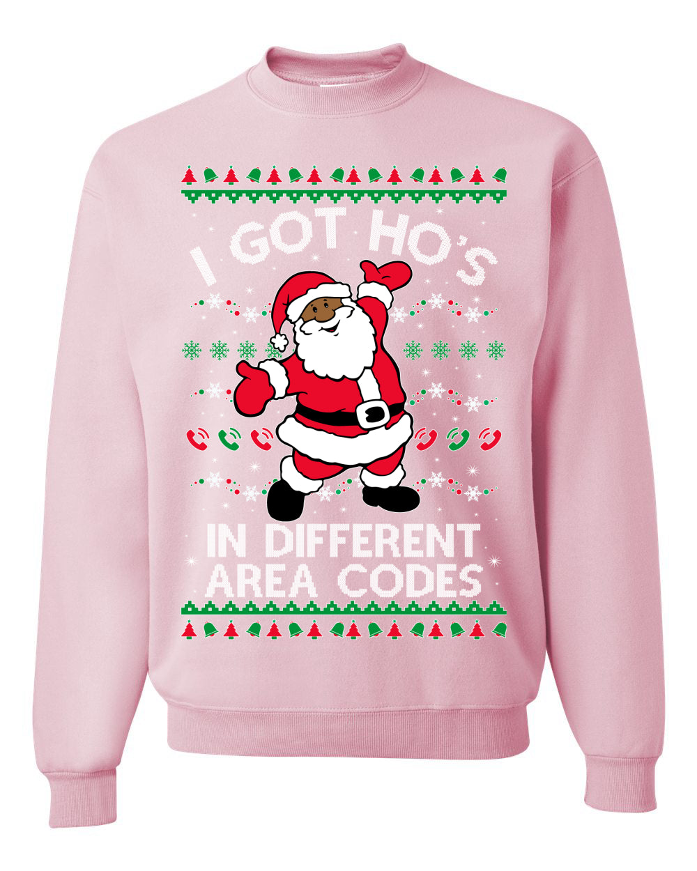 I Got Ho's in Different Area Codes, Black Santa Claus, Shark & Hammer, Premium Ugly Christmas Graphic Hoodie Sweater Sweatshirt Ugly Christmas Sweater Unisex Crewneck Sweatshirt