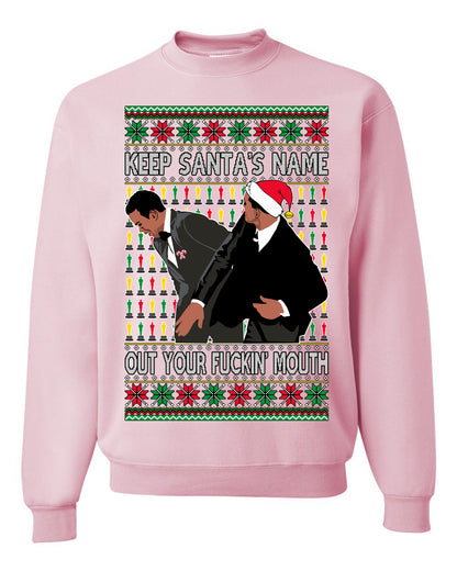 Unisex Graphic Meme Ugly Christmas Crewneck Sweater Sweatshirt, Will Smith Slapping Chris Rock, Wife, Award Show Joke, Shark & Hammer  Ugly Christmas Sweater Unisex Crewneck Sweatshirt
