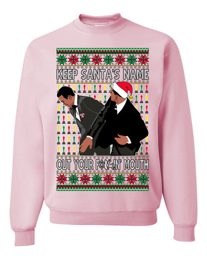 Ugly Xmas Crewneck Sweater Graphic Sweatshirt Unisex Will Slaps Chris Award Show Wife Joke Meme Clean Parody  Ugly Christmas Sweater Unisex Crewneck Sweatshirt