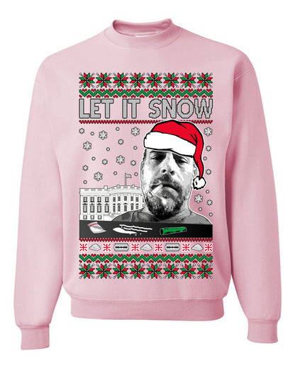 Hunter Let It Snow Biden , Merry Christmas Tee, Ugly Christmas,  Sweater Unisex Crewneck Sweatshirt