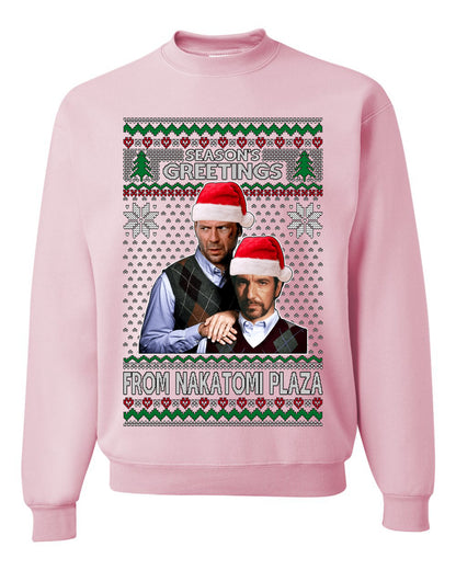 Nakatomi Plaza  Season's Greeting, Christmas Gifts, Funny Xmas Gift Idea, Ugly Christmas Sweater Unisex Crewneck Sweatshirt