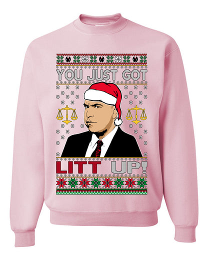 Just Got Litt Up Louis, TV Series, Christmas Gifts, Funny Xmas Gift Idea, Ugly Christmas Sweater Unisex Crewneck Sweatshirt
