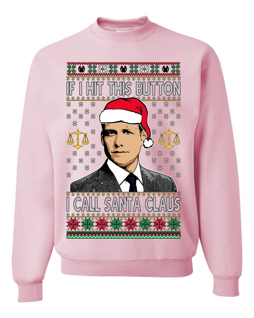 TV Show Parody Harvey Hit This Button I Call Santa Specter, Christmas Gifts, Funny Xmas Gift Idea, Ugly Christmas Sweater Unisex Crewneck Sweatshirt