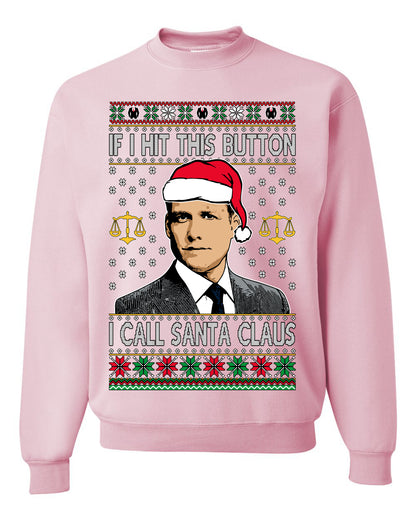 TV Show Parody Harvey Hit This Button I Call Santa Specter, Christmas Gifts, Funny Xmas Gift Idea, Ugly Christmas Sweater Unisex Crewneck Sweatshirt