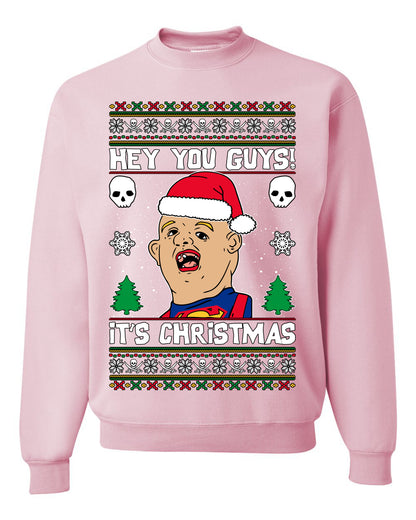 Hey You Guys! It's Sloth Never Say Die, Christmas Gifts, Funny Xmas Gift Idea, Ugly Christmas Sweater Unisex Crewneck Sweatshirt
