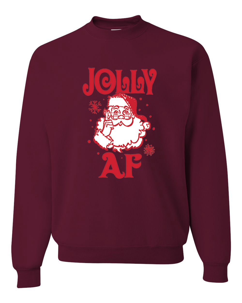 Unisex Graphic Crewneck Christmas Sweatshirt, Santa Jolly AF Ugly Christmas Sweater Unisex Crewneck Sweatshirt