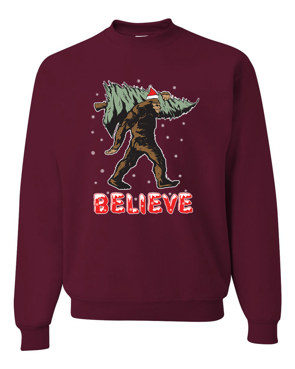 Men's Christmas Long Sleeve Shirt Believe Santa Sasquatch Bigfoot Wild Bobby Ugly Christmas Sweater Unisex Crewneck Sweatshirt