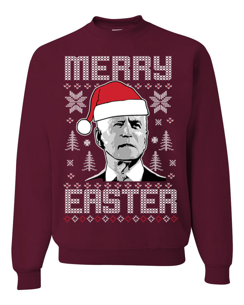 Funny Unisex Graphic Ugly Xmas Holiday Sweater Crewneck Sweatshirt Merry Easter Biden Santa Hat Ugly Christmas Sweater Unisex Crewneck Sweatshirt