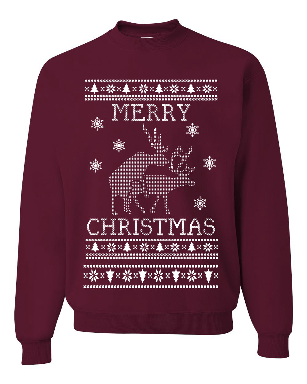 Funny Unisex Crewneck Ugly Xmas Holiday Sweater Sweatshirt Merry Christmas Reindeer Humping  Ugly Christmas Sweater Unisex Crewneck Sweatshirt