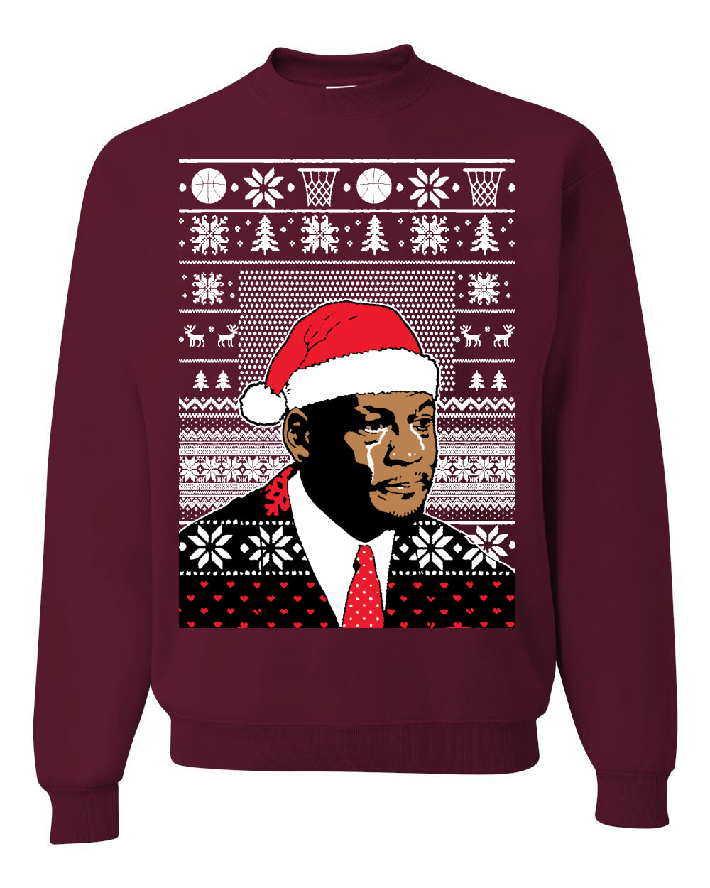 Christmas Crying Jordan, Christmas Gifts, Funny Xmas Gift Idea, Ugly Christmas Sweater Unisex Crewneck Sweatshirt