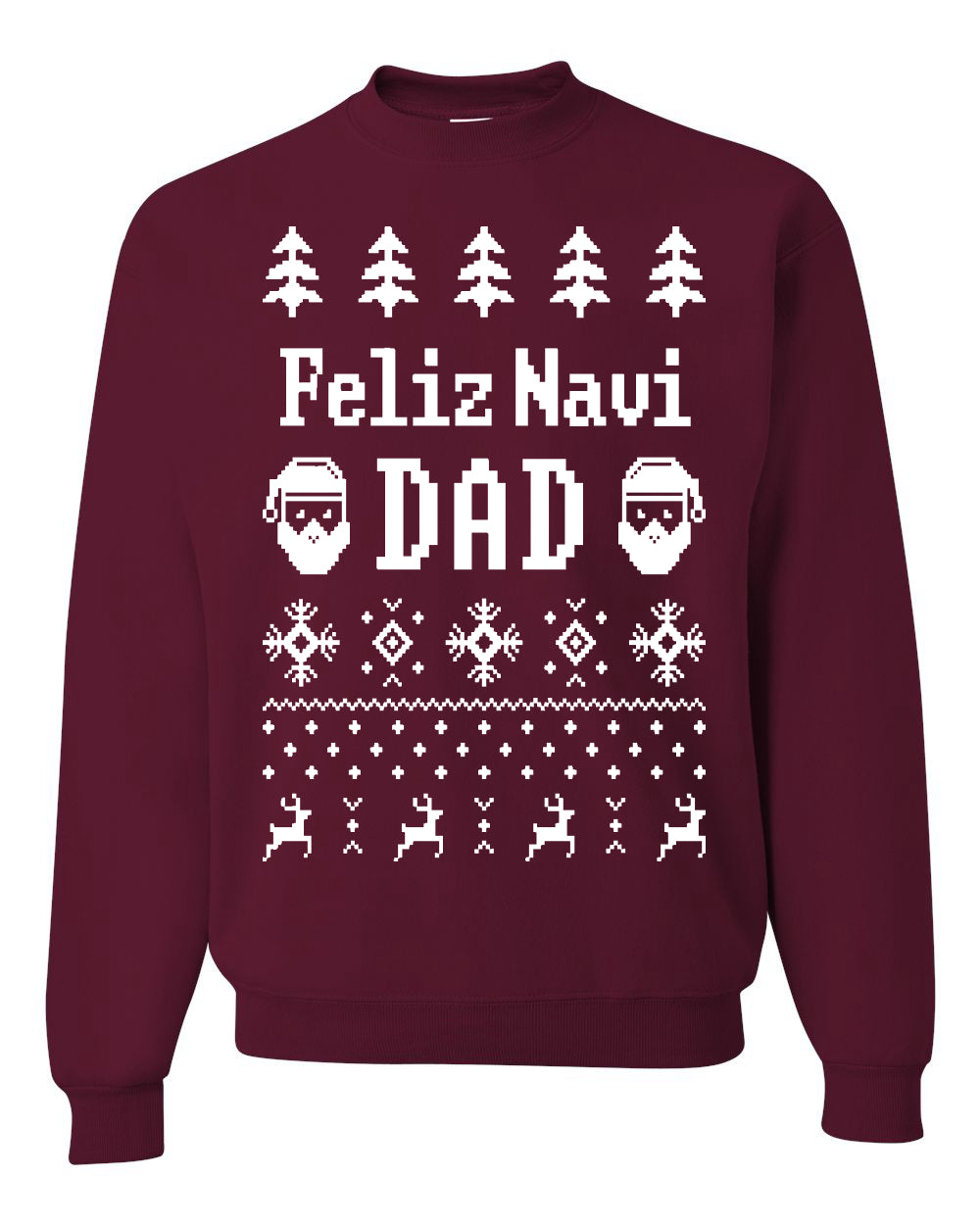 Ugly Xmas Crewneck Sweater Sweatshirt Unisex "Feliz Navidad" Ugly Christmas Sweater Unisex Crewneck Sweatshirt