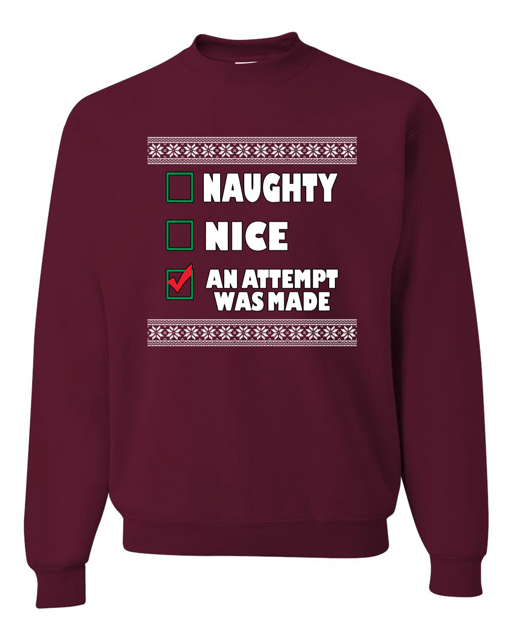 Attempted to be Naughty and Nice Men's Ugly Sweater for Christmas Long Sleeve Shirt Ugly Christmas Sweater Unisex Crewneck Sweatshirt