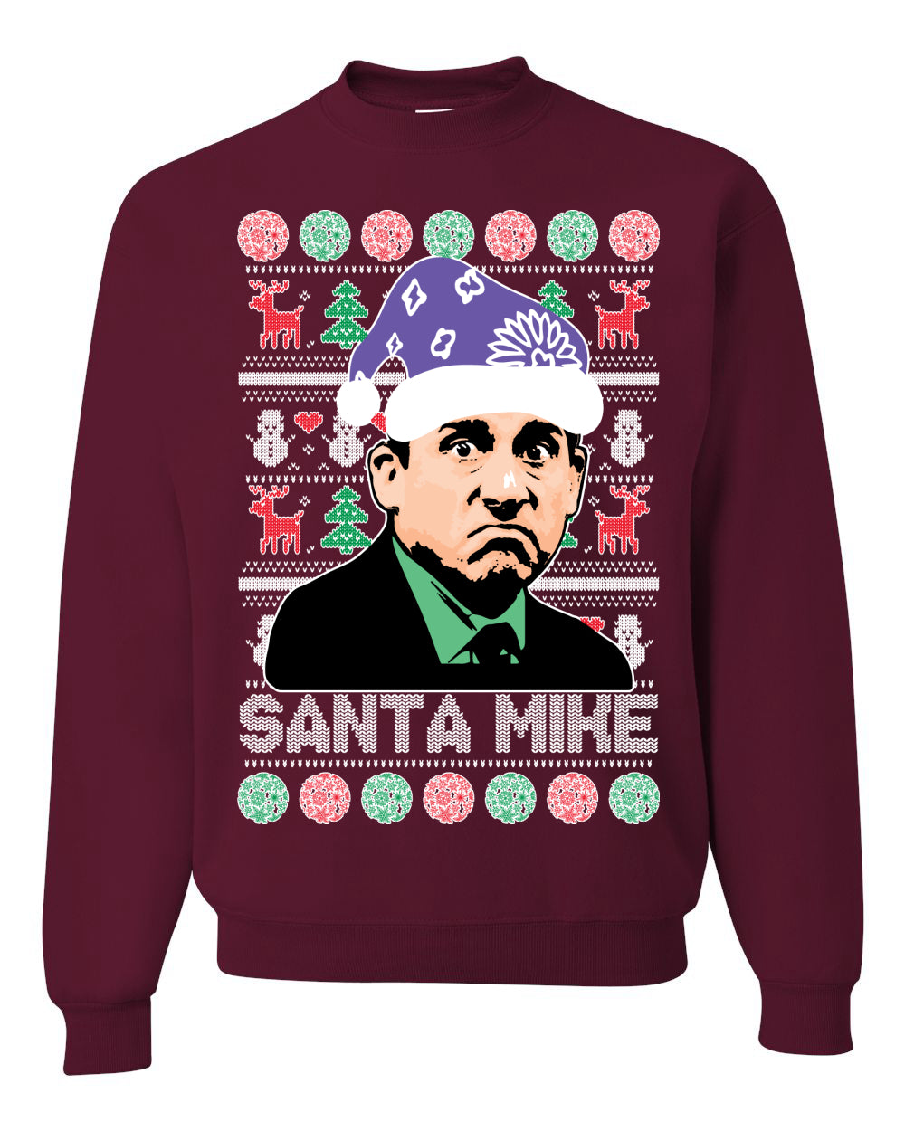 The Office Santa Mike Michael Scott Graphic Unisex Ugly Xmas Crewneck Sweater Ugly Christmas Sweater Unisex Crewneck Sweatshirt