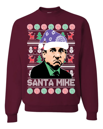 The Office Santa Mike Michael Scott Graphic Unisex Ugly Xmas Crewneck Sweater Ugly Christmas Sweater Unisex Crewneck Sweatshirt