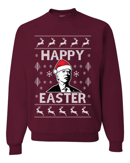 Unisex Graphic Ugly Xmas Sweater Sweatshirt, Biden Happy Easter Ugly Christmas Sweater Unisex Crewneck Sweatshirt