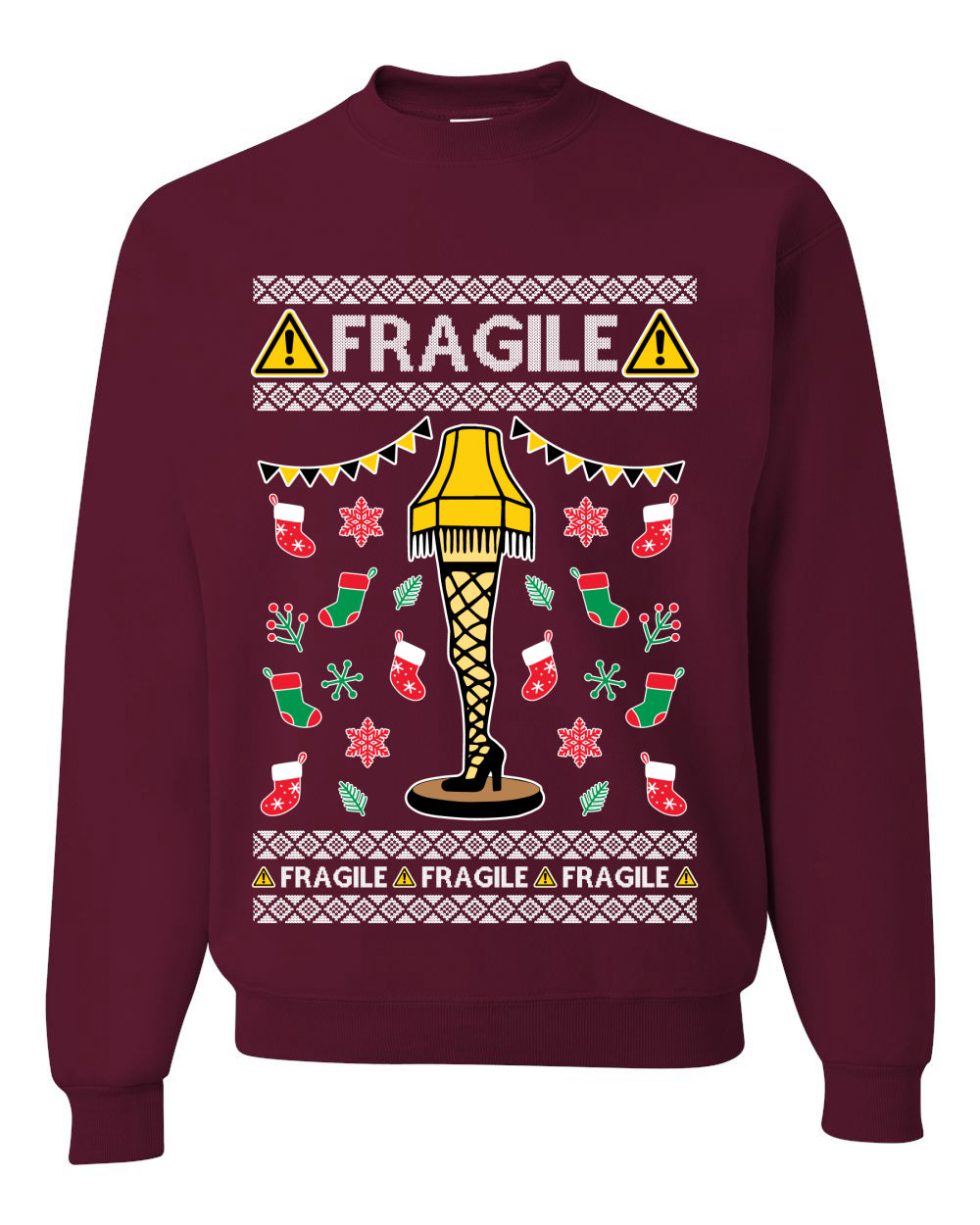 Graphic Ugly Unisex Crewneck Christmas Sweater Sweatshirt Fragile Leg Lamp Movie Ugly Christmas Sweater Unisex Crewneck Sweatshirt