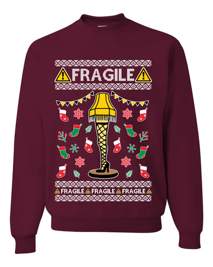Graphic Ugly Unisex Crewneck Christmas Sweater Sweatshirt Fragile Leg Lamp Movie Ugly Christmas Sweater Unisex Crewneck Sweatshirt