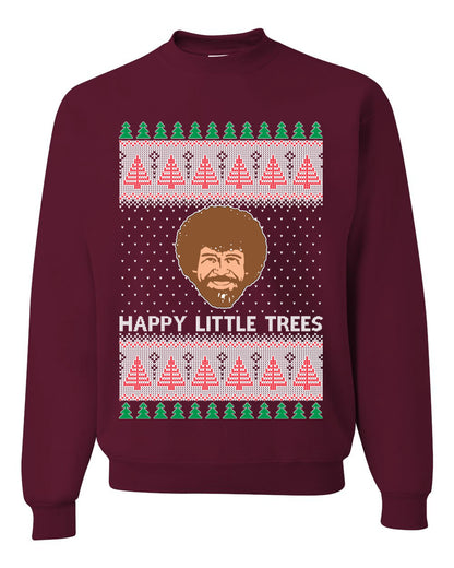 Bob Happy Little Trees Ross Painter, Christmas Gifts, Funny Xmas Gift Idea, Ugly Christmas Sweater Unisex Crewneck Sweatshirt