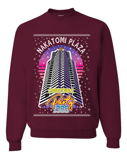 Retro Nakatomi Plaza 1988 Holiday Party, Xmas Movie, Christmas Gifts, Funny Xmas Gift Idea, Ugly Christmas Sweater Unisex Crewneck Sweatshirt