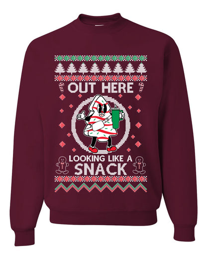 Out Here Looking Like A Snack Cookie, Funny Christmas, Christmas Gifts, Funny Xmas Gift Idea, Ugly Christmas Sweater Unisex Crewneck Sweatshirt