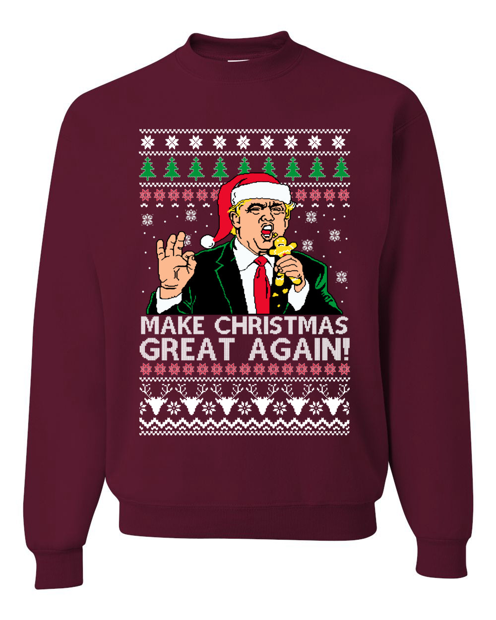 Funny Graphic Meme Ugly Unisex Christmas Crewneck Sweater Sweatshirt, Donald Trump, "Make Christmas Great Again" Ugly Christmas Sweater Unisex Crewneck Sweatshirt
