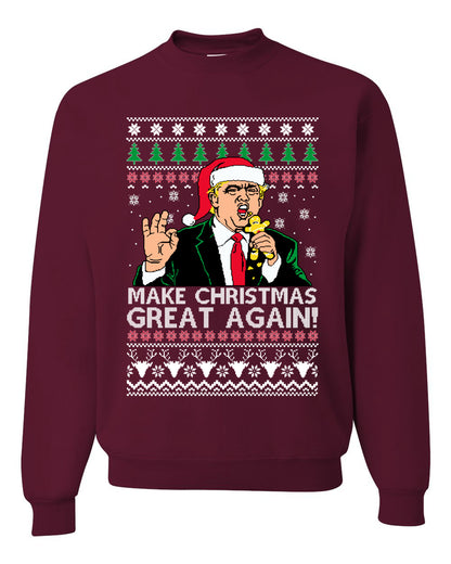 Funny Graphic Meme Ugly Unisex Christmas Crewneck Sweater Sweatshirt, Donald Trump, "Make Christmas Great Again" Ugly Christmas Sweater Unisex Crewneck Sweatshirt
