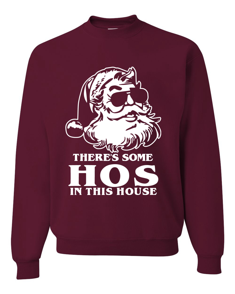 Unisex Graphic Crewneck Christmas Sweatshirt, There's Some Hos In This House Ugly Christmas Sweater Unisex Crewneck Sweatshirt