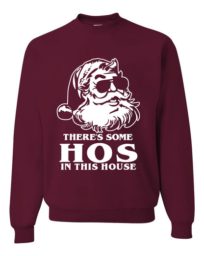 Unisex Graphic Crewneck Christmas Sweatshirt, There's Some Hos In This House Ugly Christmas Sweater Unisex Crewneck Sweatshirt