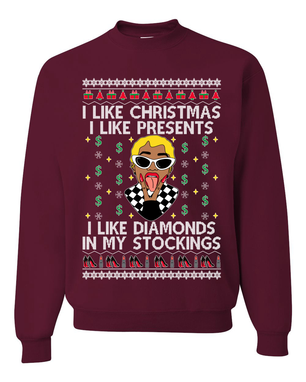 I Like Christmas, I like Presents Cardi, Christmas Gifts, Funny Xmas Gift Idea, Ugly Christmas Sweater Unisex Crewneck Sweatshirt