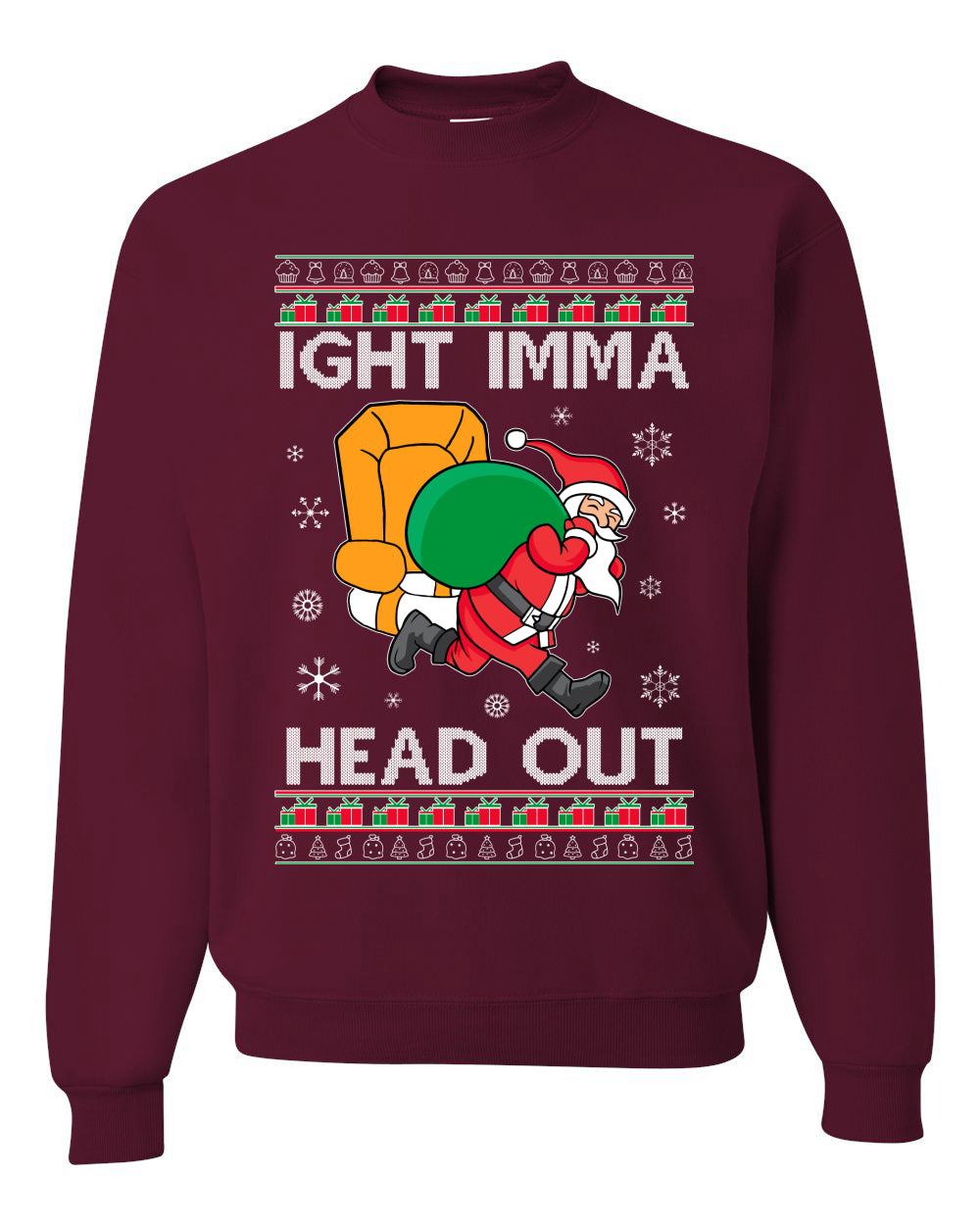 Graphic Funny Meme Ugly Christmas Crewneck Sweater Sweatshirt Ight Imma Head Out, Wild Bobby Ugly Christmas Sweater Unisex Crewneck Sweatshirt