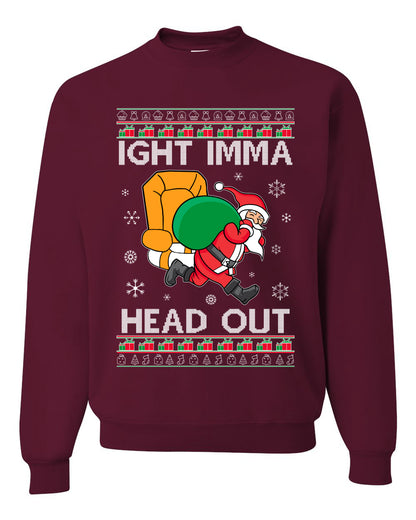 Graphic Funny Meme Ugly Christmas Crewneck Sweater Sweatshirt Ight Imma Head Out, Wild Bobby Ugly Christmas Sweater Unisex Crewneck Sweatshirt