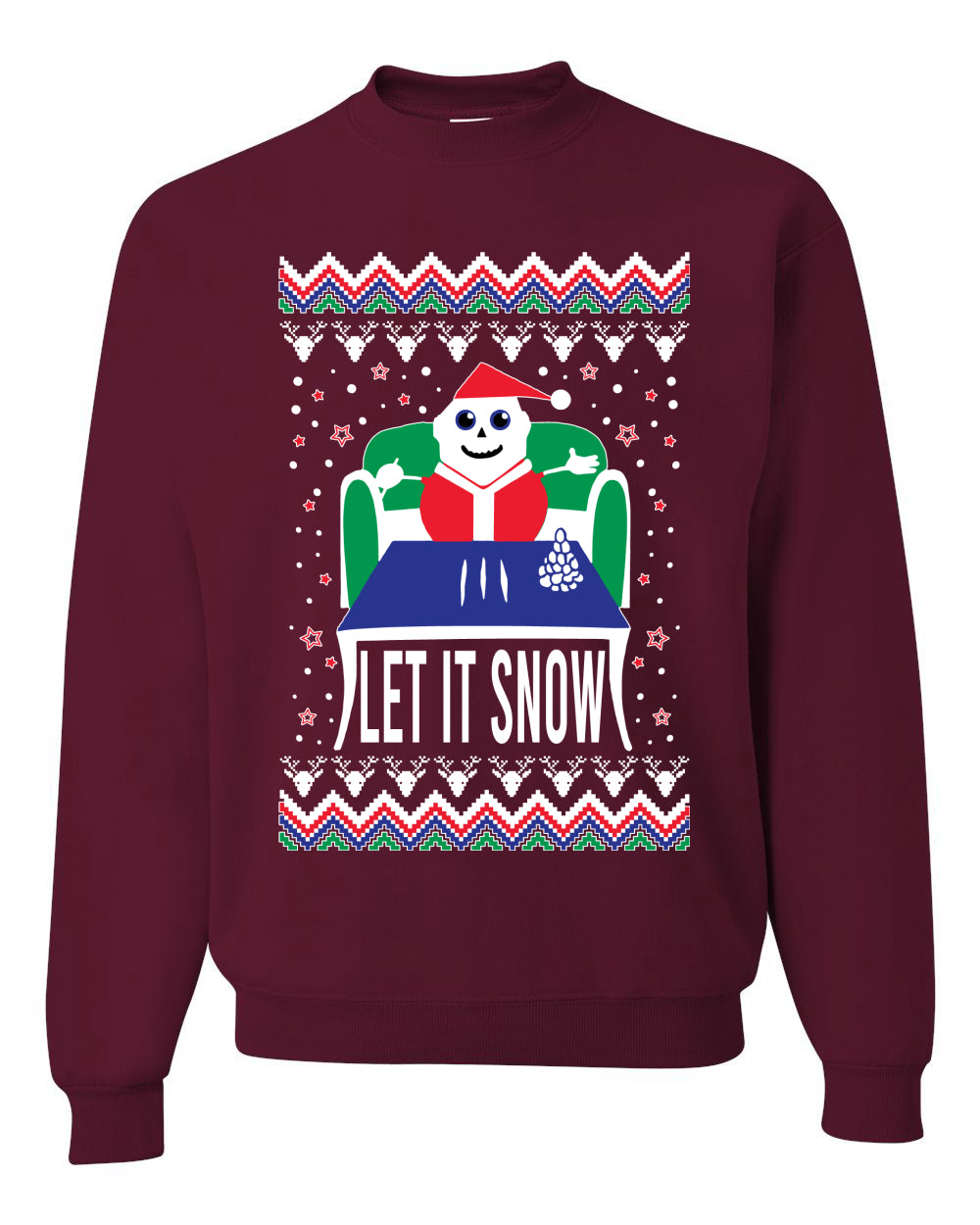 Unisex Graphic Ugly Merry Xmas Sweater Crewneck Sweatshirt Let It Snow Cocaine Santa  Ugly Christmas Sweater Unisex Crewneck Sweatshirt