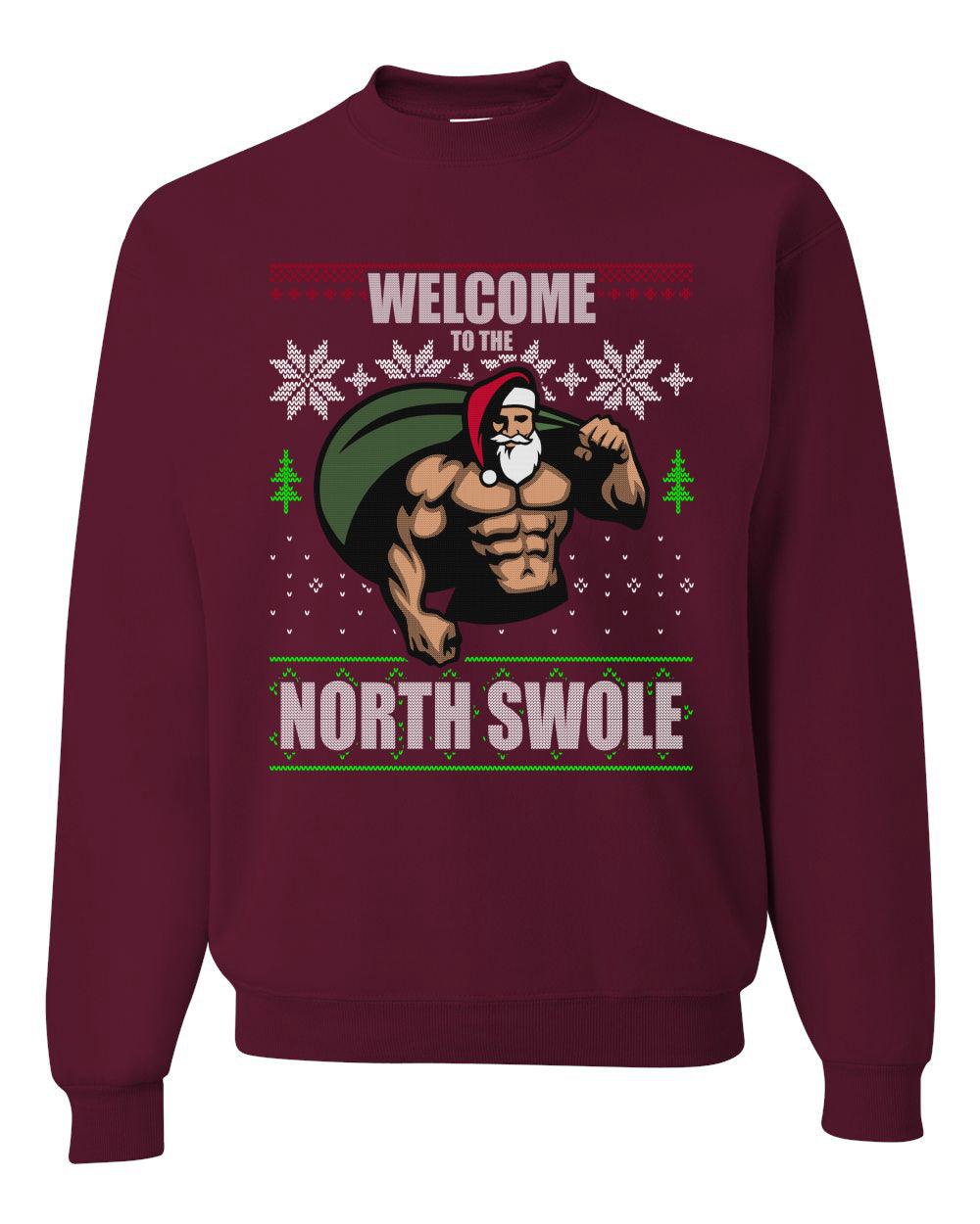 Ugly Unisex Crewneck Christmas Sweater Sweatshirt "Merry Liftmas!" Santa Fitness Workout Gym Swole Gift, Group 2 Design Ugly Christmas Sweater Unisex Crewneck Sweatshirt