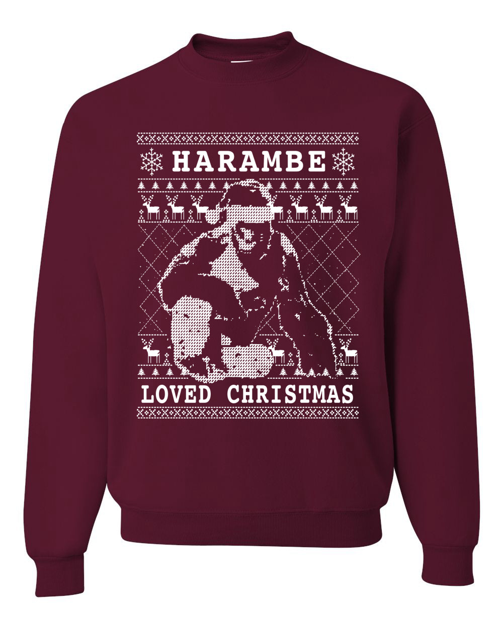 Ugly Christmas Graphic Hoodie Sweater Sweatshirt Harambe Loved Christmas Funny Meme Holiday Gorilla  Ugly Christmas Sweater Unisex Crewneck Sweatshirt