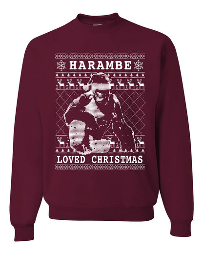 Ugly Christmas Graphic Hoodie Sweater Sweatshirt Harambe Loved Christmas Funny Meme Holiday Gorilla  Ugly Christmas Sweater Unisex Crewneck Sweatshirt