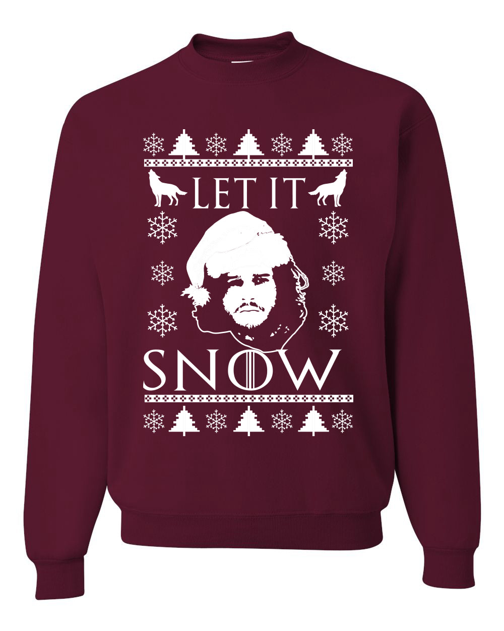 Unisex Graphic GoT Ugly Christmas Crewneck Sweater Let It Snow Jon Snow Stark Ugly Christmas Sweater Unisex Crewneck Sweatshirt