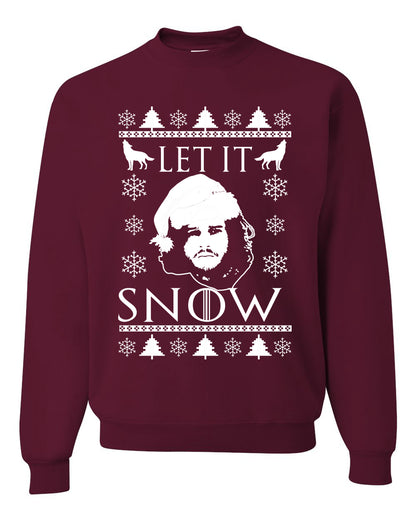 Unisex Graphic GoT Ugly Christmas Crewneck Sweater Let It Snow Jon Snow Stark Ugly Christmas Sweater Unisex Crewneck Sweatshirt