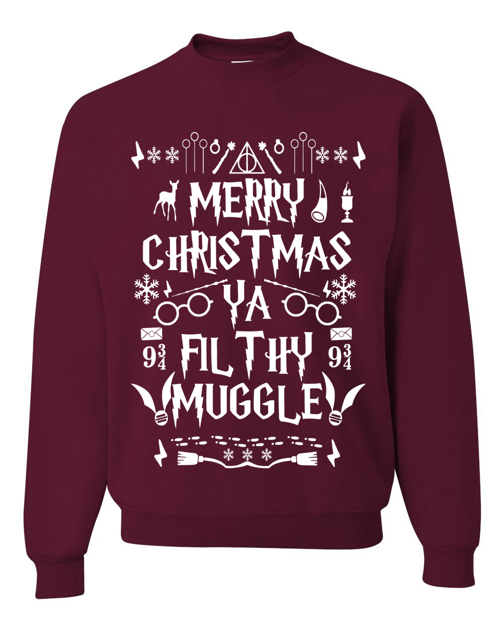 Merry Christmas You Filthy Muggle, Christmas Gifts, Funny Xmas Gift Idea, Ugly Christmas Sweater Unisex Crewneck Sweatshirt