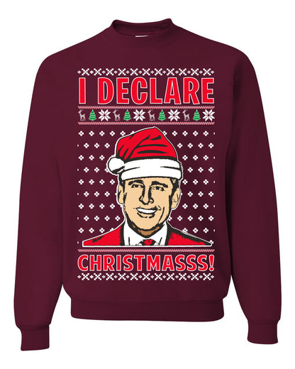Unisex Ugly Xmas Graphic Crewneck Sweater Sweatshirt Office TV Michael Scott I Declare Christmasss Ugly Christmas Sweater Unisex Crewneck Sweatshirt