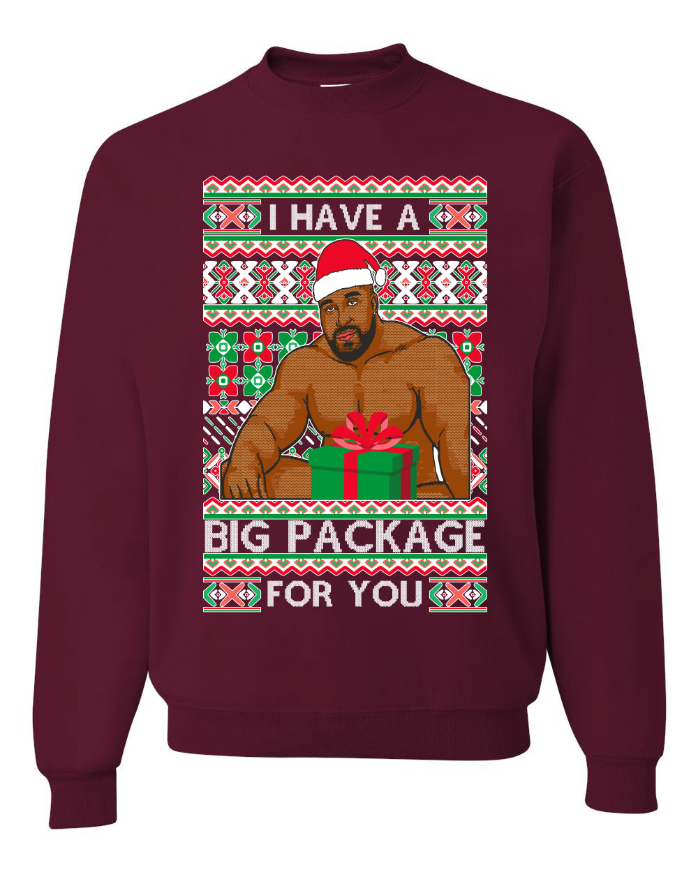 Meme Christmas Ugly Sweater Barry Wood I have a Big Package Ugly Christmas Sweater Unisex Crewneck Sweatshirt
