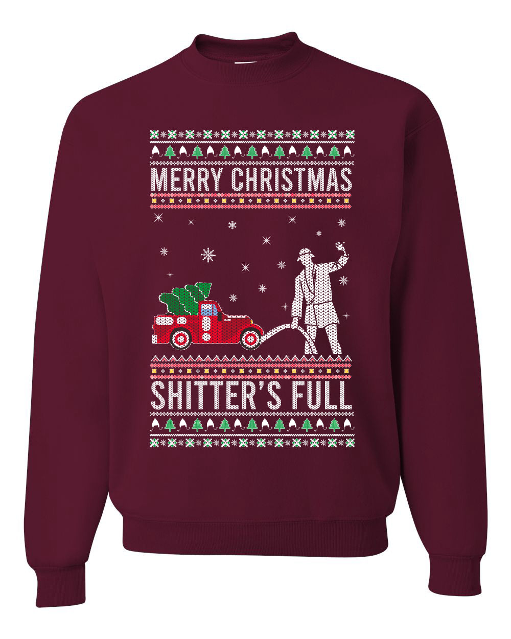 Men's Long Sleeve Shirt Ugly Holiday Crewneck Sweater Merry Christmas Shitter's Ugly Christmas Sweater Unisex Crewneck Sweatshirt