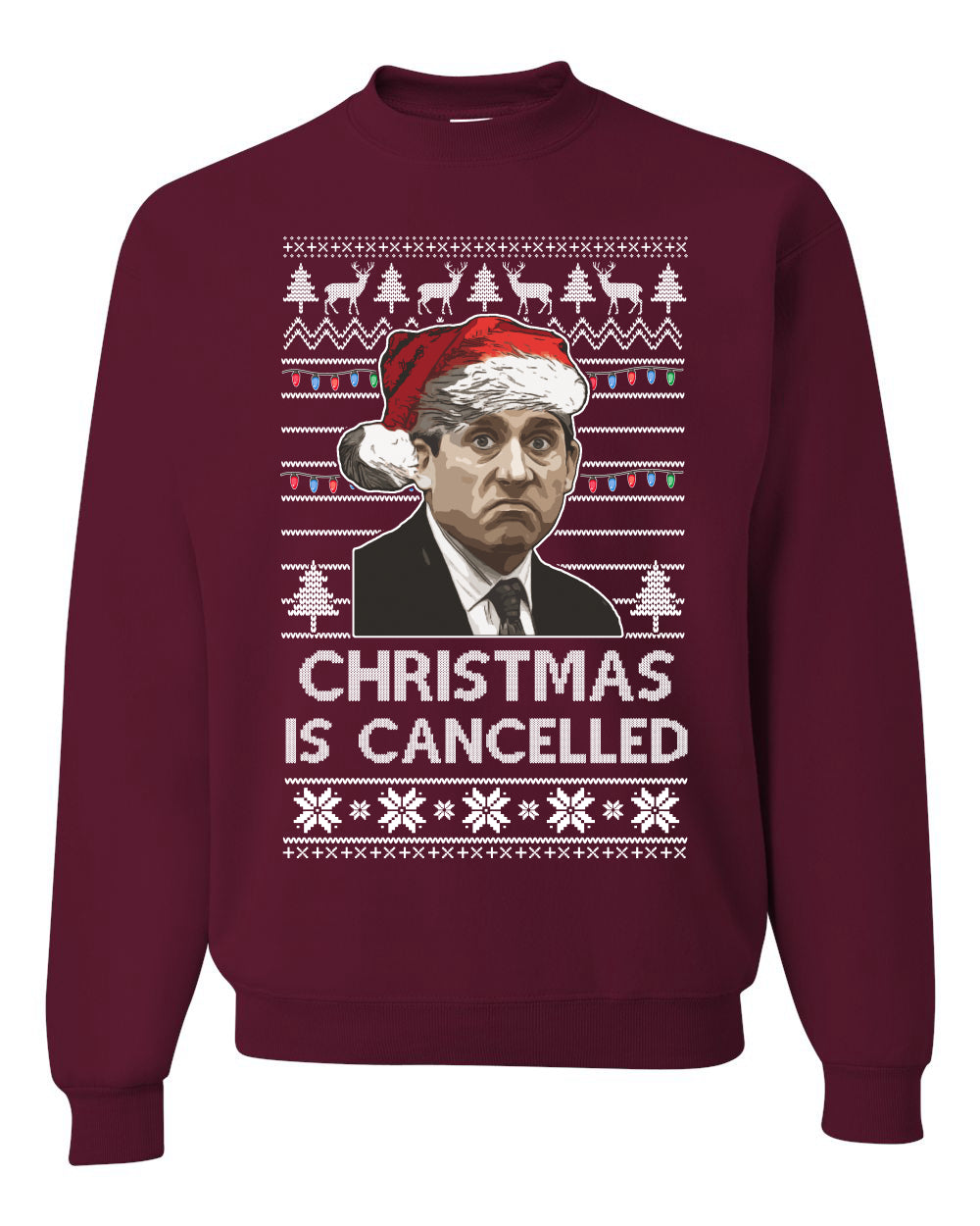 Men's Ugly Sweater for Christmas Long Sleeve Shirt Michael Scott Office "Christmas Is Cancelled" Ugly Christmas Sweater Unisex Crewneck Sweatshirt