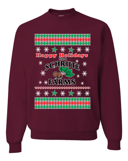 Happy Holidays from Schrute Farms Christmas, Christmas Gifts, Funny Xmas Gift Idea, Ugly Christmas Sweater Unisex Crewneck Sweatshirt