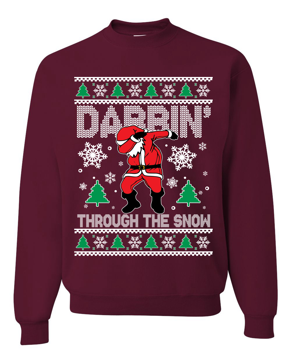 Crewneck Ugly Holiday Unisex Sweater Sweatshirt, Dabbing Through The Snow, Wild Bobby Ugly Christmas Sweater Unisex Crewneck Sweatshirt