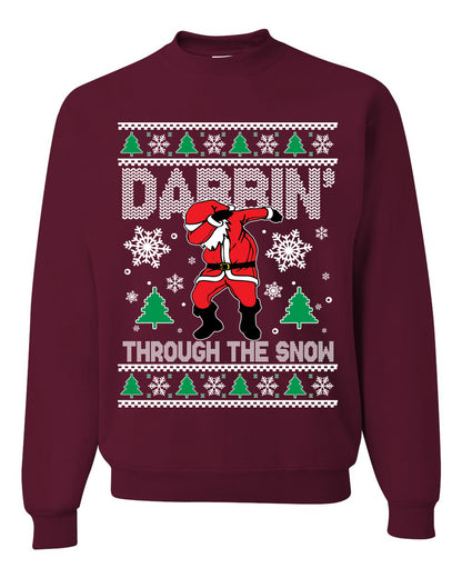 Crewneck Ugly Holiday Unisex Sweater Sweatshirt, Dabbing Through The Snow, Wild Bobby Ugly Christmas Sweater Unisex Crewneck Sweatshirt