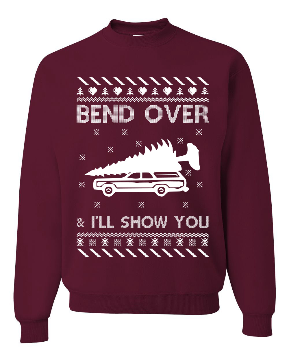 Unisex Ugly Xmas Sweater Graphic T-Shirt, "Bend Over and I'll Show You", Wild Bobby  Ugly Christmas Sweater Unisex Crewneck Sweatshirt