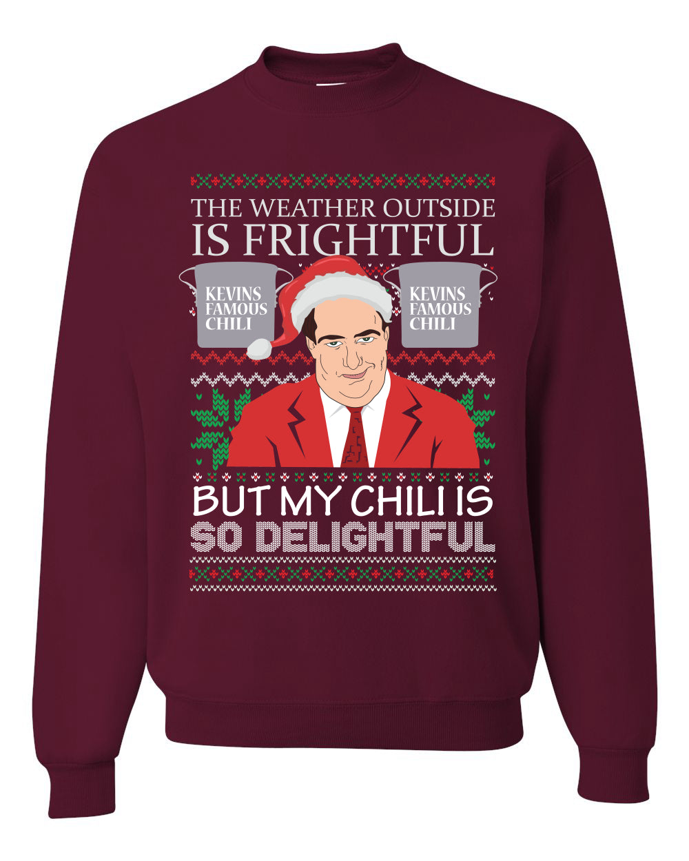 Ugly Christmas Crewneck Sweater Graphic Sweatshirt Unisex Kevin's Famous Chili is So Delightful, Wild Bobby  Ugly Christmas Sweater Unisex Crewneck Sweatshirt